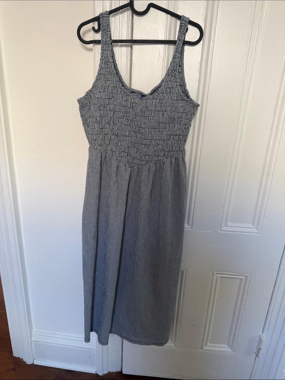 Smocked Gingham Midi Dress